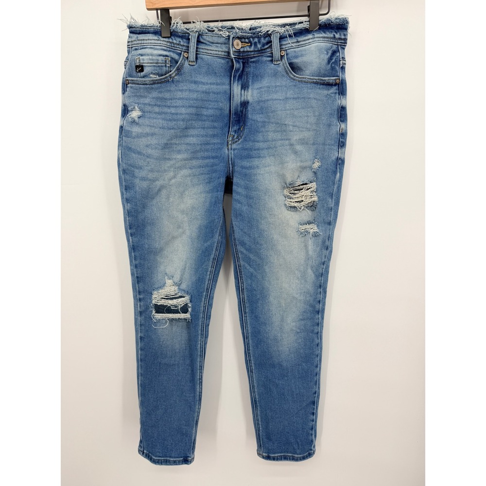 KanCan Distressed High Rise Skinny Jeans Women 29 Blue Good Frayed Hem Ankle